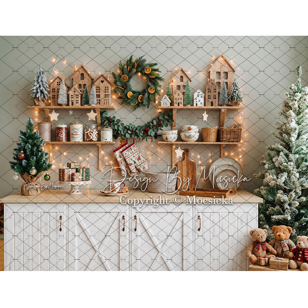 Kitchen Baking Background - モクシカ クリスマス ジンジャーブレッド キッチン背景 写真撮影 子供用