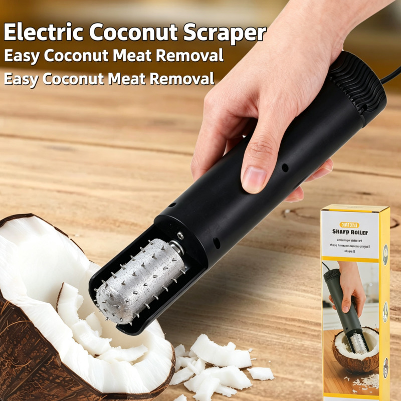 Kitchen Roller Baking - 電動ココナッツスクレーパーグレーター、ポータブル、キッチンシュレッダーピーラーカッター、ステンレス製、スチールローラーフルーツツール、ベーキング、アクセサリー