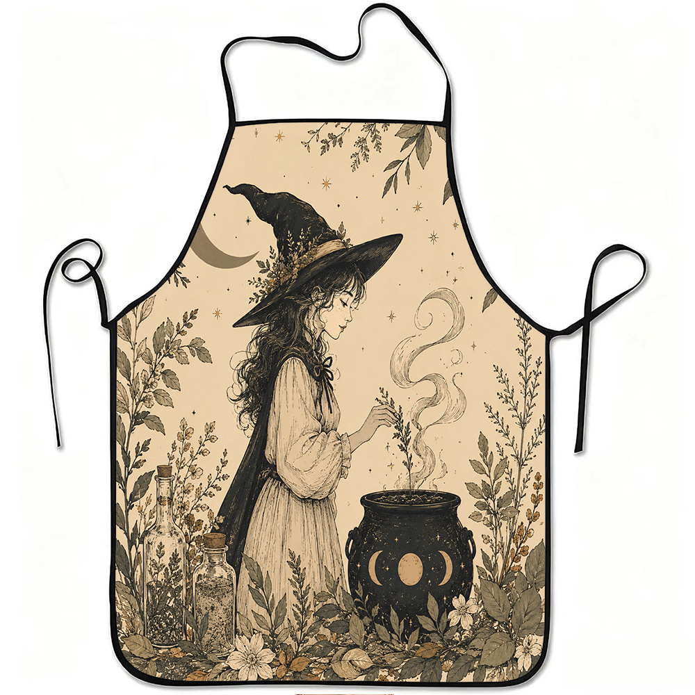 キッチン用エプロン。お菓子作りにも使えるエプロン。魔女と月の - Kitchen Witch Baking のレビューと価格