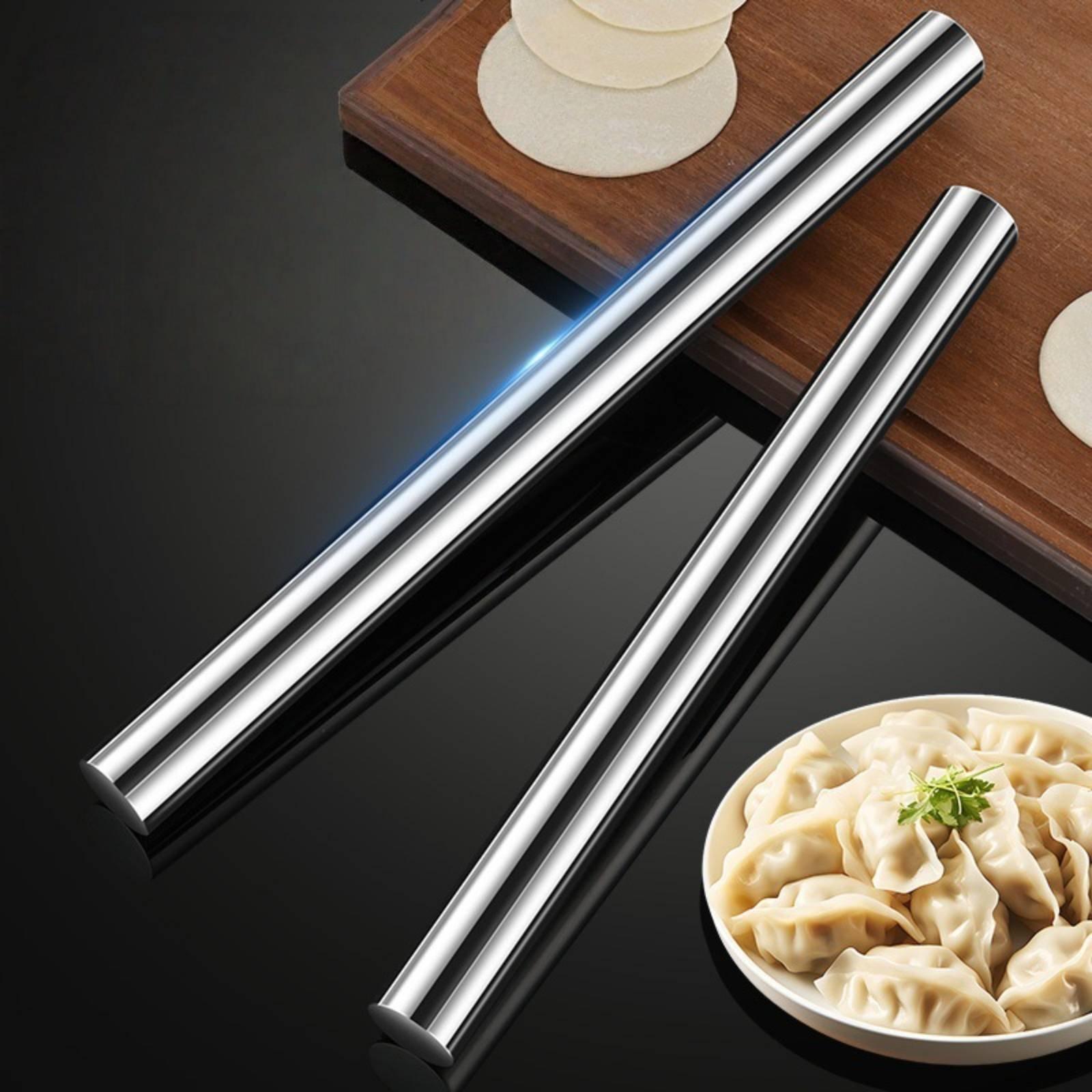 プロ仕様のステンレス製麺棒。生地を均一に伸ばすのに最適。餃子 - Kitchen Roller Baking のレビューと価格