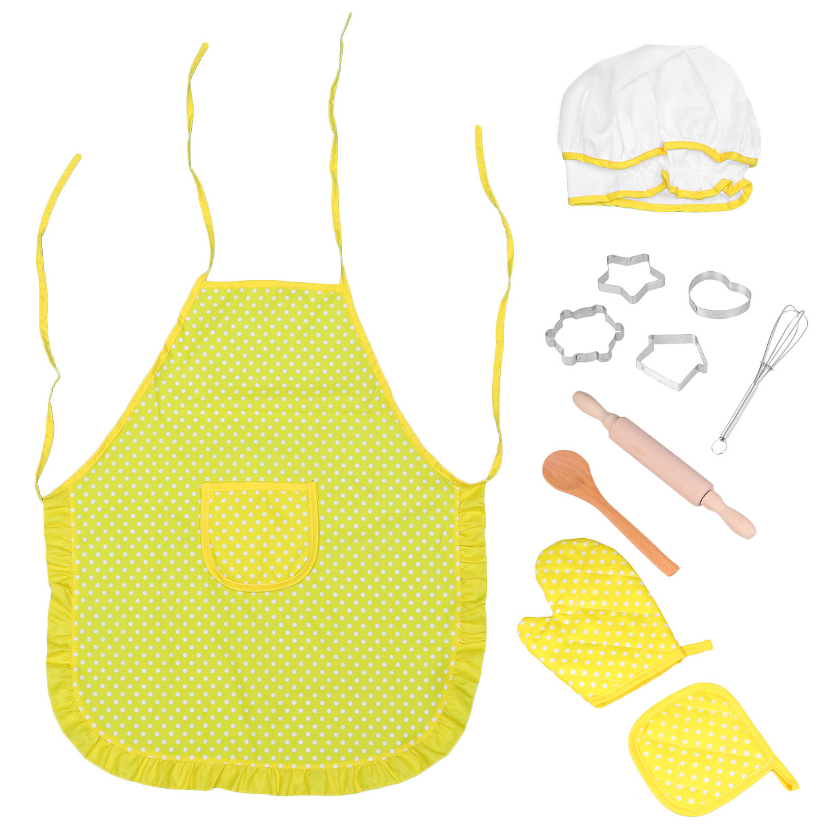 11点セットの子供用キッチンエプロン。料理、お菓子作り、レク - Kitchen Kids Baking Set のレビューと価格