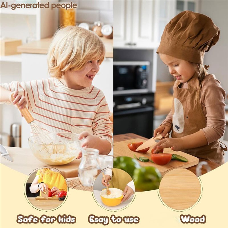 ABUG製、木製の子供用ナイフと幼児向けのベーキングセット。 - Kitchen Kids Baking Set のレビューと価格